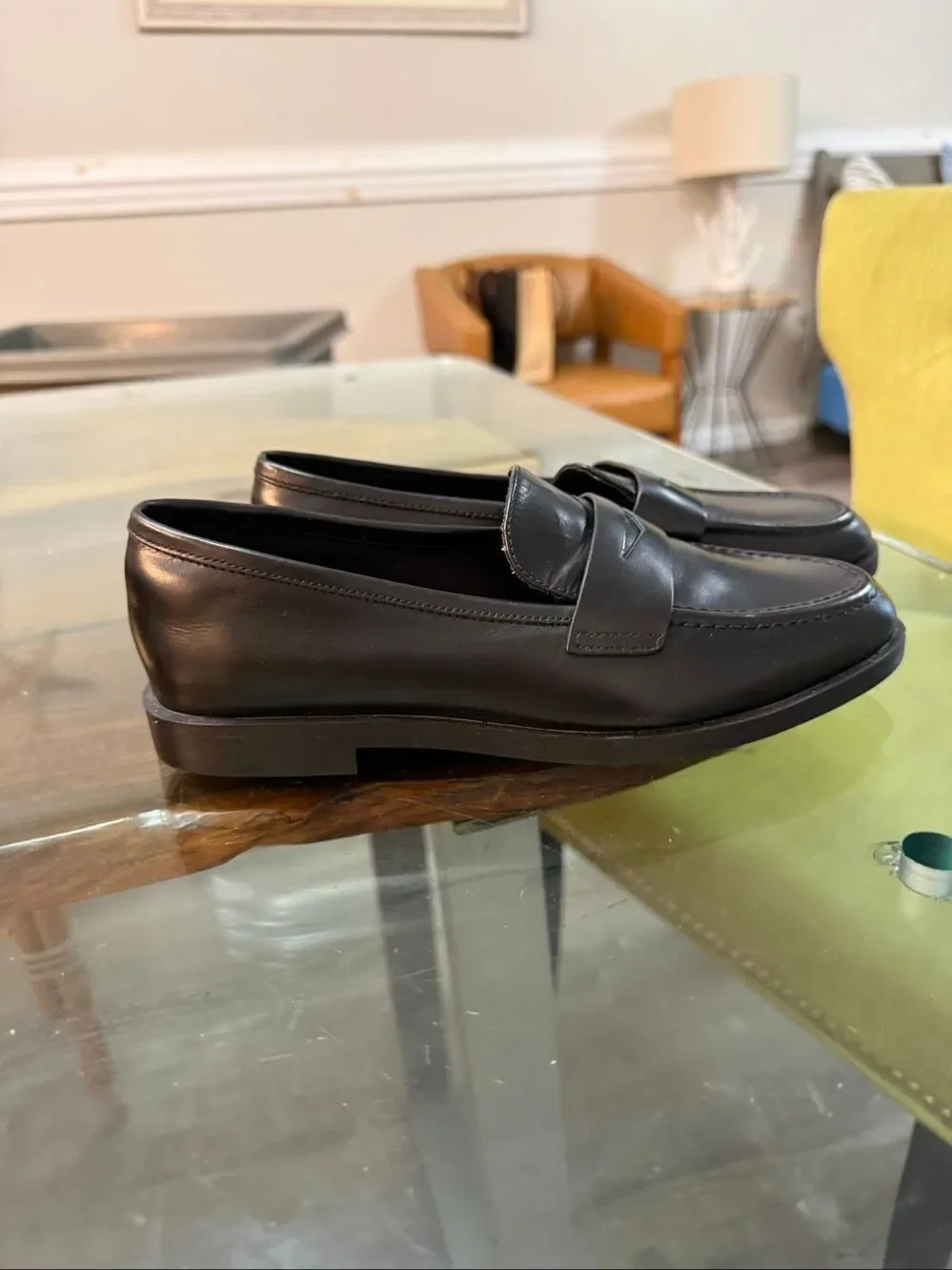 Aldo Black Faux Leather Penny Loafers Sz 6 NWOT